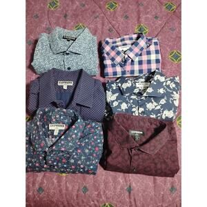 Bunddle 6 Button Down Shirts Long Sleeve Xlarge Floral And 1 Sheckers Multicolor